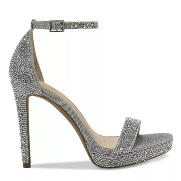 Thalia Sodi Lissy Platform Evening Sandals Silver Bling -9.5 - Picture 2 of 9